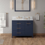 Jeffrey Alexander Katara 42" Hale Blue Single Sink Bathroom Vanity with White Carrara Marble Top - 8 in. Widespread Faucet Top product image 2