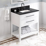 Jeffrey Alexander Wavecrest 36" White Single Sink Bathroom Vanity with Black Granite Top - 8 in. Widespread Faucet Top product image 2