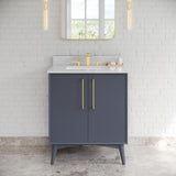 Jeffrey Alexander Dashwood Blue Steel Single Sink Bathroom Vanity with White Carrara Marble Top - Single-Hole Faucet Top