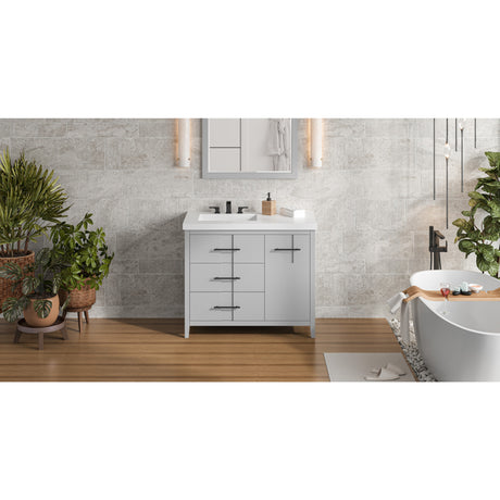 Jeffrey Alexander Katara 43" Grey Single Sink Bathroom Vanity with White Resin Top - 8 in. Widespread Faucet Top