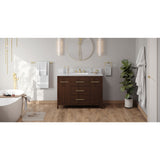 Jeffrey Alexander Katara 48" Dark Walnut Single Sink Bathroom Vanity with White Carrara Marble Top - 8 in. Widespread Faucet Top