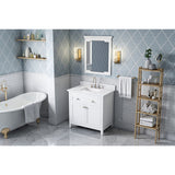 Jeffrey Alexander Chatham 36" White Single Sink Bathroom Vanity with White Carrara Marble Top - 8 in. Widespread Faucet Top