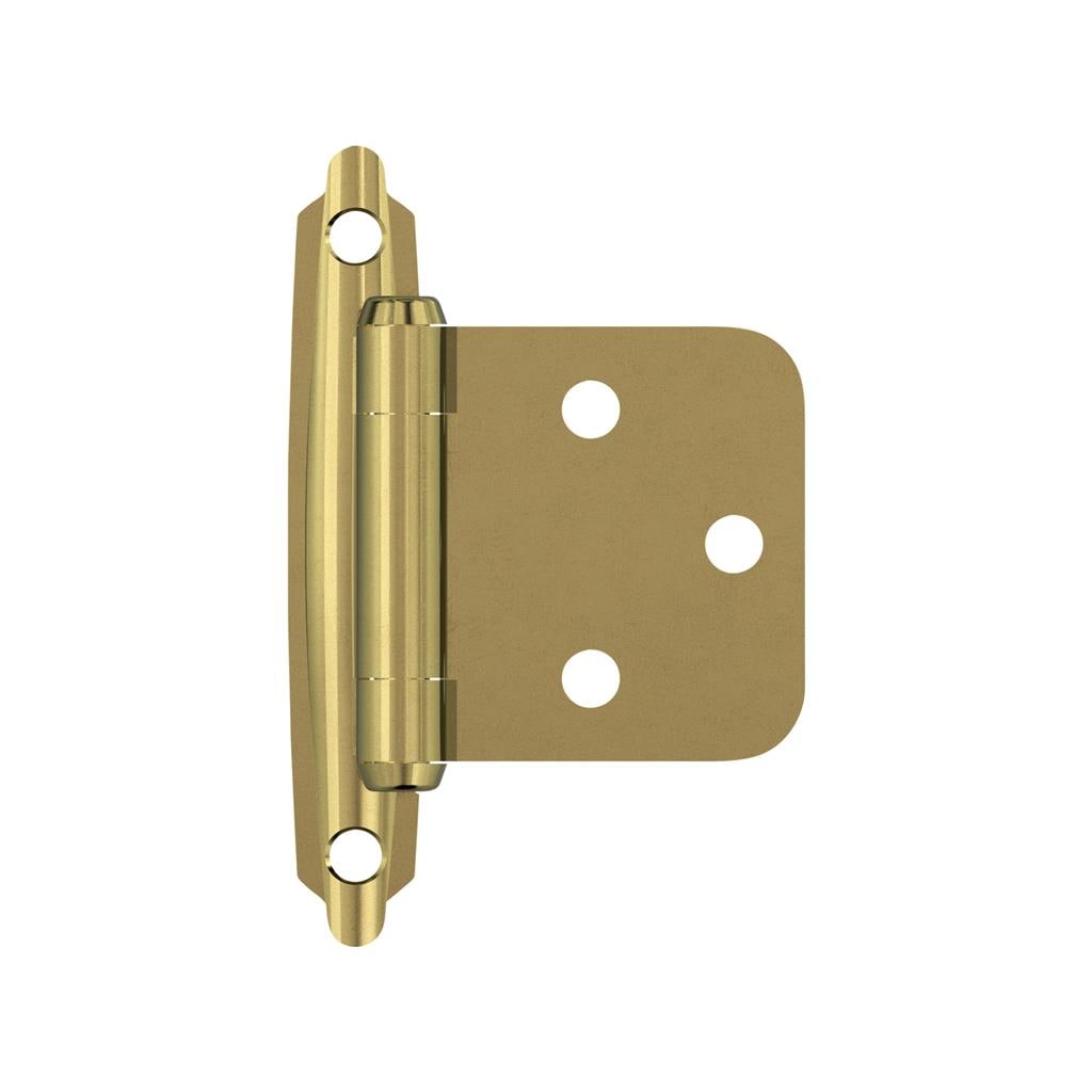 Amerock BPR34293 Variable Overlay Self Closing Face Mount Polished Brass Cabinet Hinge - 1 Pair