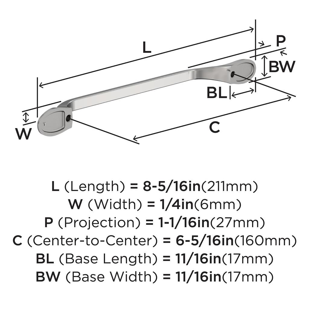Amerock BP2193826 Pull technical drawing and dimensions
