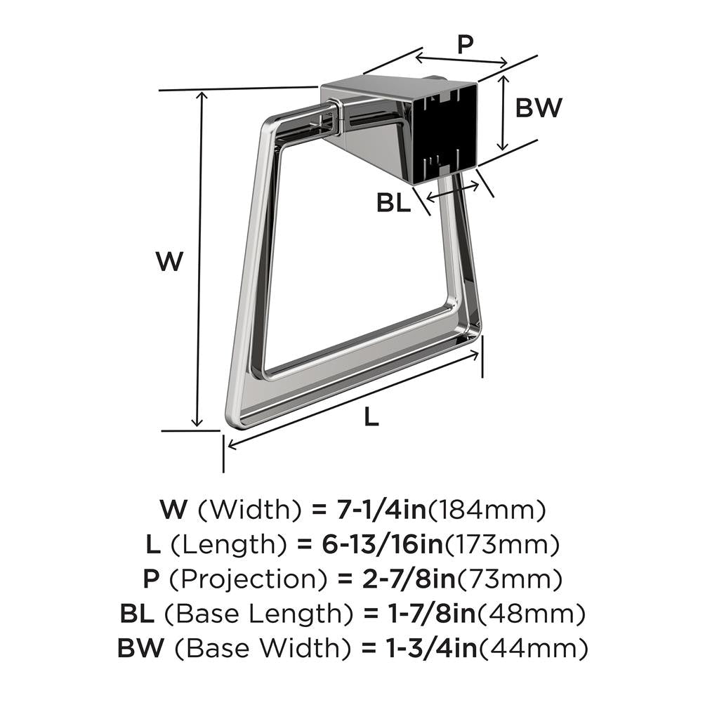Amerock BH3600226 Towel Ring technical drawing and dimensions