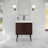 Jeffrey Alexander Tempest 30" Dark Walnut Single Sink Bathroom Vanity with White Resin Top - Single-Hole Faucet Top - VKTEM30DWPRE product image 2