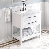 Jeffrey Alexander Wavecrest 36" White Single Sink Bathroom Vanity with White Carrara Marble Top - 8 in. Widespread Faucet Top product image 2