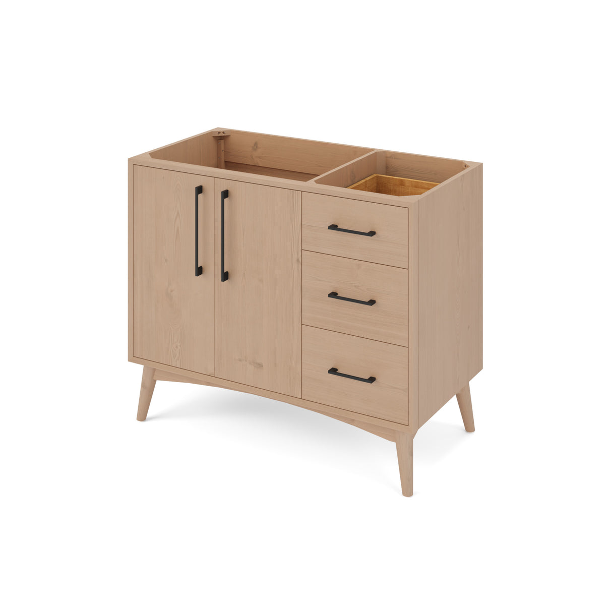 Jeffrey Alexander Dashwood Natural Oak Single Sink Bathroom Vanity with White Carrara Marble Top - 8 in. Widespread Faucet Top - VKITDAS42NOWCR product image 2