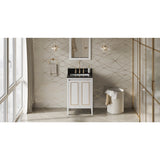 Jeffrey Alexander Percival 24" White Single Sink Bathroom Vanity with Black Granite Top - 8 in. Widespread Faucet Top