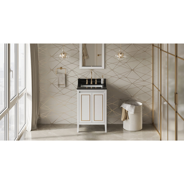 Jeffrey Alexander Percival 24" White Single Sink Bathroom Vanity with Black Granite Top - 8 in. Widespread Faucet Top