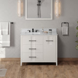 Jeffrey Alexander Katara 42" White Single Sink Bathroom Vanity with White Carrara Marble Top - 8 in. Widespread Faucet Top product image 2