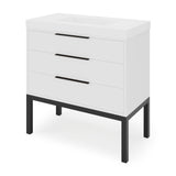 Jeffrey Alexander Gardner 37" White Single Sink Bathroom Vanity with White Resin Top - Single-Hole Faucet Top - VKGAR36WHSQRE