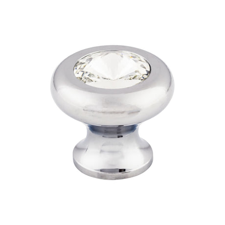 Top Knobs TK846PC Hayley Crystal Clear 1 3/16" Diameter Round Knob Polished Chrome