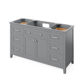 Jeffrey Alexander Chatham 60" Grey Double Sink Bathroom Vanity with Black Granite Top - 8 in. Widespread Faucet Top - VKITCHA60SGRBGR product image 3