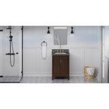 Jeffrey Alexander Theodora 24" Dark Walnut Single Sink Bathroom Vanity with Grey Quartz Top - 8 in. Widespread Faucet Top