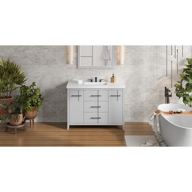 Jeffrey Alexander Katara 49" Grey Single Sink Bathroom Vanity with White Resin Top - 8 in. Widespread Faucet Top