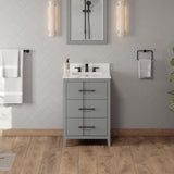 Jeffrey Alexander Katara 24" Grey Single Sink Bathroom Vanity with Calacatta Vienna Quartz Top - 8 in. Widespread Faucet Top product image 2
