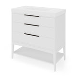 Jeffrey Alexander Gardner 37" White Single Sink Bathroom Vanity with White Resin Top - Single-Hole Faucet Top - VKGAR36WHWDWHRE
