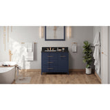 Jeffrey Alexander Katara 42" Hale Blue Single Sink Bathroom Vanity with Black Granite Top - 8 in. Widespread Faucet Top