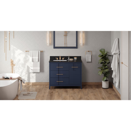 Jeffrey Alexander Katara 42" Hale Blue Single Sink Bathroom Vanity with Black Granite Top - 8 in. Widespread Faucet Top