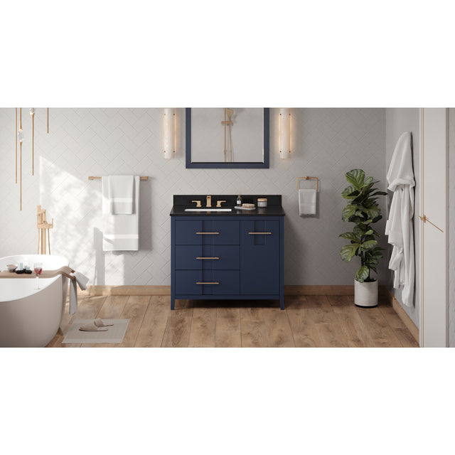 Jeffrey Alexander Katara 42" Hale Blue Single Sink Bathroom Vanity with Black Granite Top - 8 in. Widespread Faucet Top