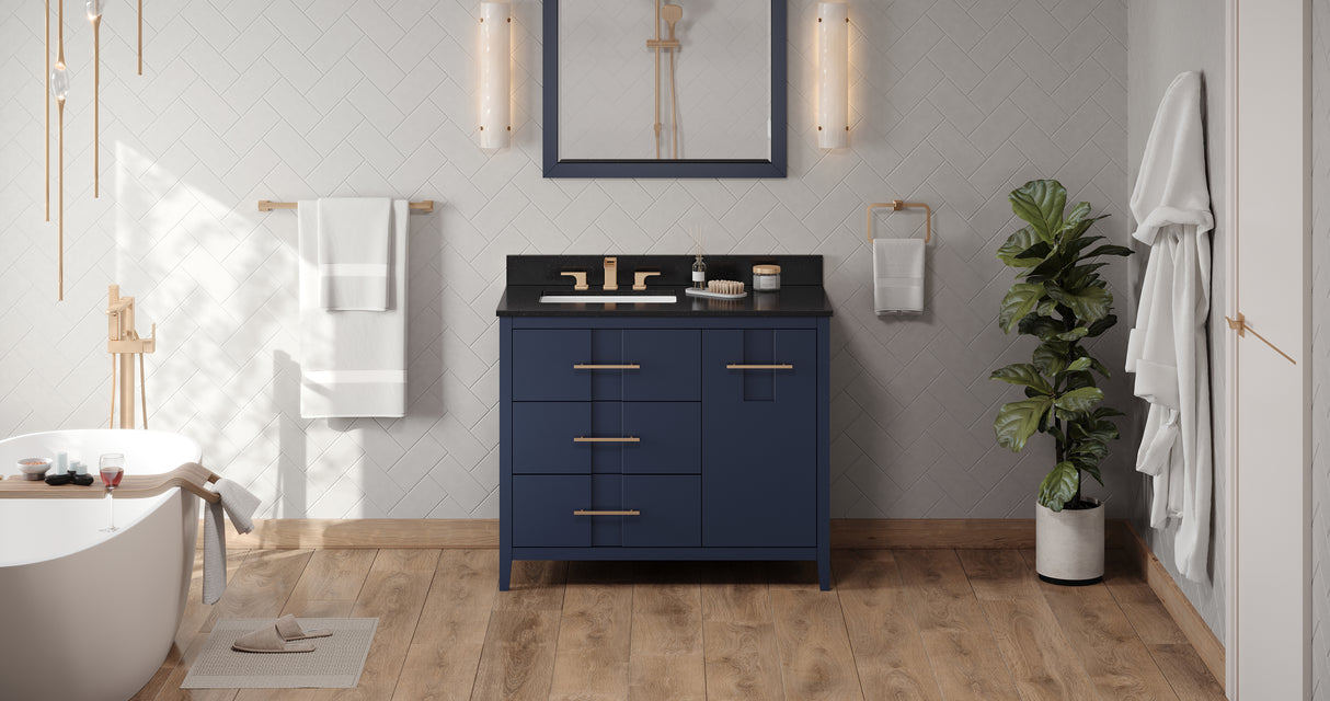 Jeffrey Alexander Katara 42" Hale Blue Single Sink Bathroom Vanity with Black Granite Top - 8 in. Widespread Faucet Top product image 6