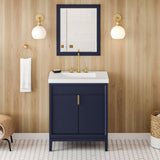 Jeffrey Alexander Theodora 31" Hale Blue Single Sink Bathroom Vanity with White Resin Top - 8 in. Widespread Faucet Top