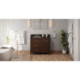 Jeffrey Alexander Katara 42" Dark Walnut Single Sink Bathroom Vanity with Black Granite Top - 8 in. Widespread Faucet Top
