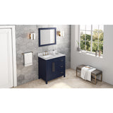 Jeffrey Alexander Cade 36" Hale Blue Single Sink Bathroom Vanity with White Carrara Marble Top - 8 in. Widespread Faucet Top