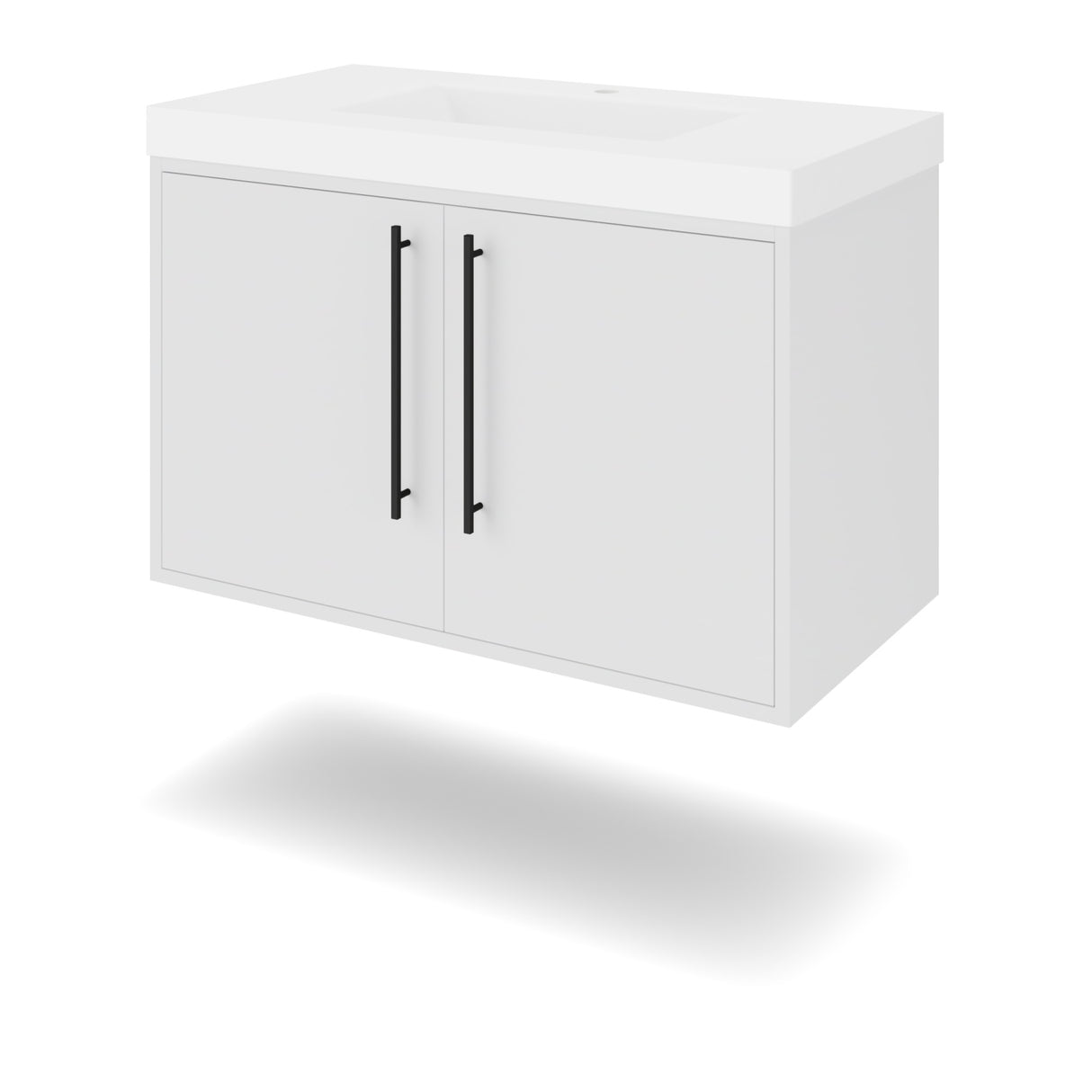 Jeffrey Alexander Tempest 36" White Single Sink Bathroom Vanity with White Resin Top - Single-Hole Faucet Top - VKTEM36WHRE