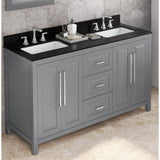 Jeffrey Alexander Cade 60" Grey Double Sink Bathroom Vanity with Black Granite Top - 8 in. Widespread Faucet Top product image 2