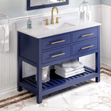 Jeffrey Alexander Wavecrest 48" Hale Blue Single Sink Bathroom Vanity with White Carrara Marble Top - 8 in. Widespread Faucet Top product image 2