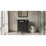 Jeffrey Alexander Percival 36" Black Single Sink Bathroom Vanity with Black Granite Top - 8 in. Widespread Faucet Top