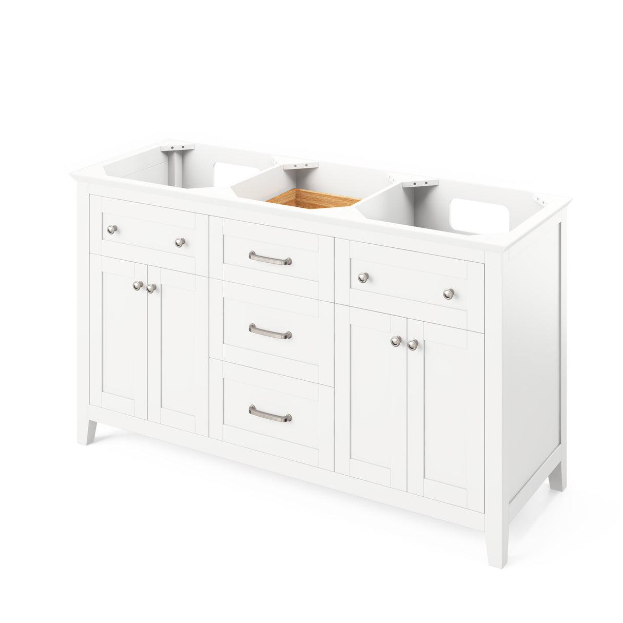Jeffrey Alexander Chatham 60" White Double Sink Bathroom Vanity with Calacatta Vienna Quartz Top - 8 in. Widespread Faucet Top - VKITCHA60WHCQR product image 3