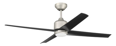 Craftmade QUL52PN4 52" Quell Fan Painted Nickel Finish Flat Black Blades. LED Light WIFI and Control Included Ceiling Fan in Painted Nickel
