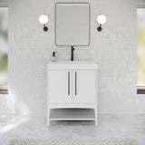 Jeffrey Alexander Tempest 30" White Single Sink Bathroom Vanity with White Resin Top - Single-Hole Faucet Top - VKTEM30WHWDWHRE product image 2