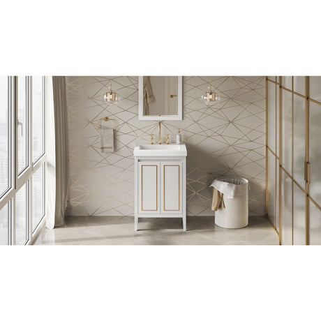 Jeffrey Alexander Percival 25" White Single Sink Bathroom Vanity with White Resin Top - 8 in. Widespread Faucet Top