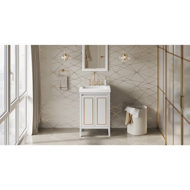 Jeffrey Alexander Percival 25" White Single Sink Bathroom Vanity with White Resin Top - 8 in. Widespread Faucet Top
