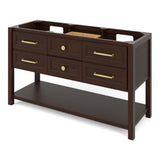 Jeffrey Alexander Kipling 60" Dark Walnut Double Sink Bathroom Vanity with Grey Quartz Top - 8 in. Widespread Faucet Top product image 2