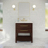 Jeffrey Alexander Kipling 31" Dark Walnut Single Sink Bathroom Vanity with Calacatta Vienna Quartz Top - Single-Hole Faucet Top