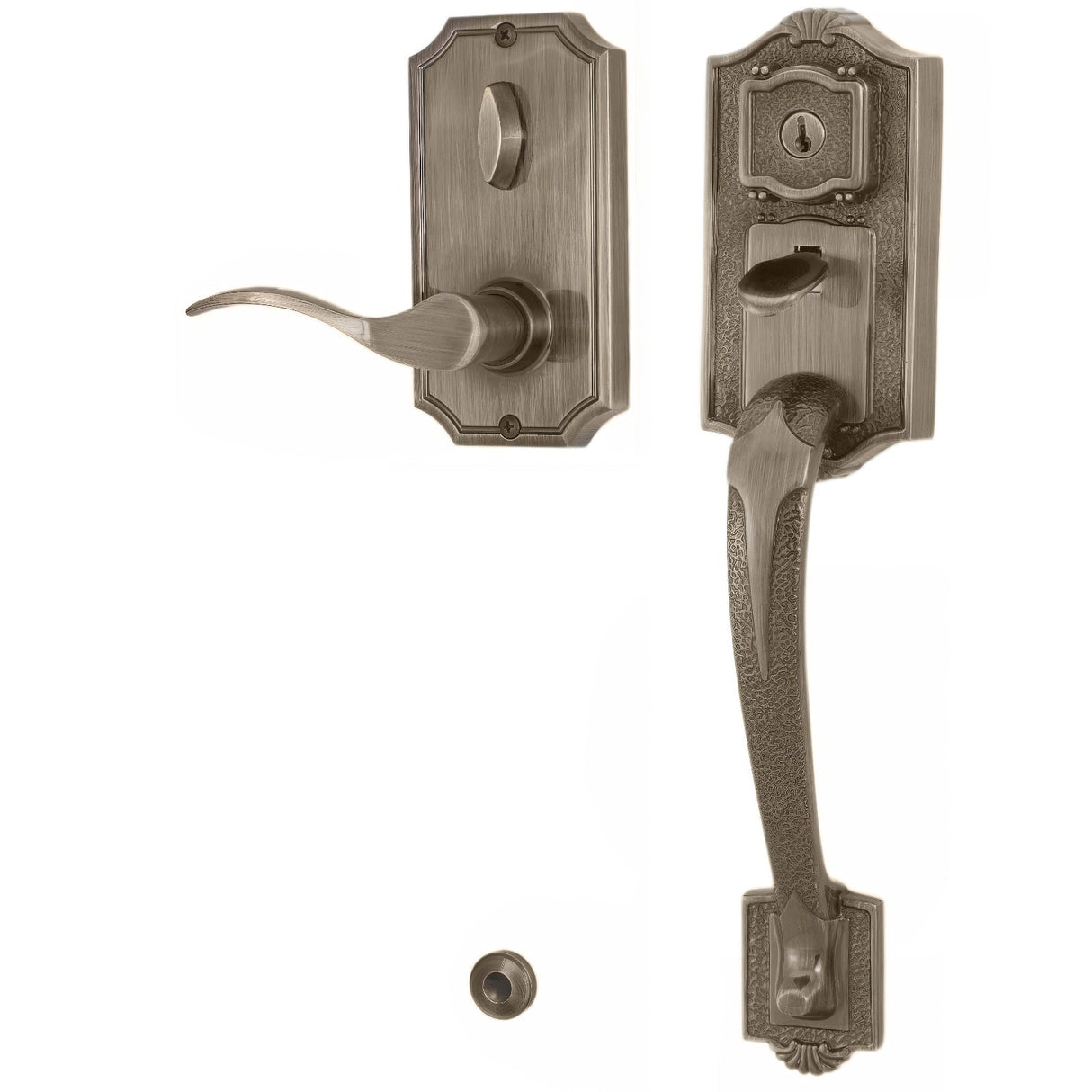 Weslock R1411-AUASL2D antique brass single cylinder handleset