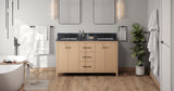 Jeffrey Alexander Katara 60" Natural Oak Double Sink Bathroom Vanity with Grey Marble Top - 8 in. Widespread Faucet Top product image 6