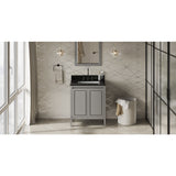 Jeffrey Alexander Percival 30" Grey Single Sink Bathroom Vanity with Black Granite Top - 8 in. Widespread Faucet Top