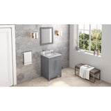 Jeffrey Alexander Cade 24" Grey Single Sink Bathroom Vanity with White Carrara Marble Top - 8 in. Widespread Faucet Top