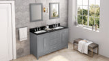 Jeffrey Alexander Cade 60" Grey Double Sink Bathroom Vanity with Black Granite Top - 8 in. Widespread Faucet Top product image 7