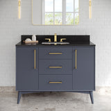 Jeffrey Alexander Dashwood Blue Steel Single Sink Bathroom Vanity with Black Granite Top - 8 in. Widespread Faucet Top - VKITDAS48BSBGR