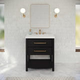 Jeffrey Alexander Kipling 31" Black Single Sink Bathroom Vanity with White Resin Top - Single-Hole Faucet Top