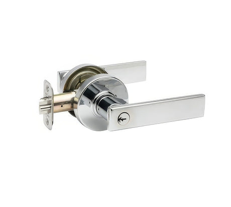 Copper Creek RL2240PS-RND polished stainless keyed entry door lever