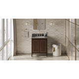 Jeffrey Alexander Percival 30" Dark Walnut Single Sink Bathroom Vanity with Grey Quartz Top - 8 in. Widespread Faucet Top
