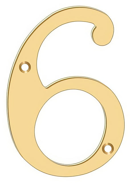 Deltana RN4-6 lifetime polished brass address number